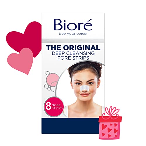 Bioré Original, Deep Cleansing Pore Strips, Nose Strips for Blackhead Removal, with Instant Pore Unclogging, 8 Count, features C-Bond Technology, Oil-Free, Non-Comedogenic Use
