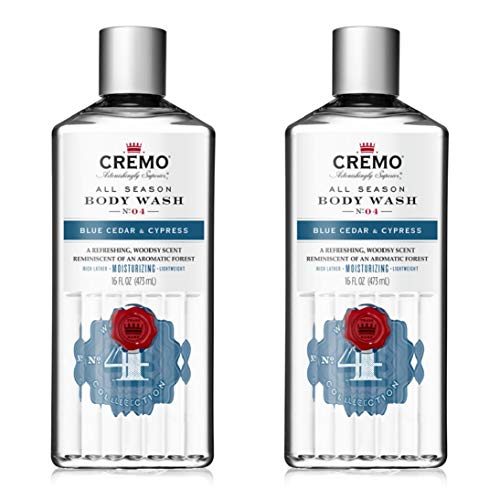 Cremo Rich-Lathering Blue Cedar & Cypress Body Wash, A Woodsy Scent with Notes of Lemon Peel, Cypress and Cedar, 16 Oz (2-Pack)