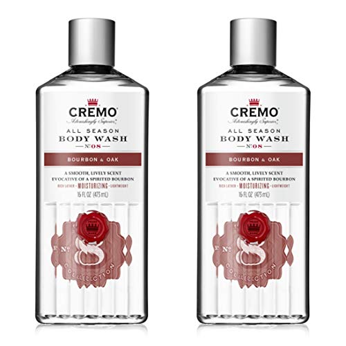 Cremo Rich-Lathering Body Wash A Sophisticated Blend of Distiller’s Spice, Fine Bourbon and White Oak, 16 Oz, (2-Pack)