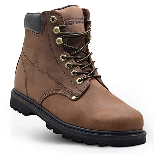 Ever Boots"Tank" Men's Soft Toe Oil Full Grain Leather Insulated Work Boots Construction Rubber Sole (12 D(M), Darkbrown)