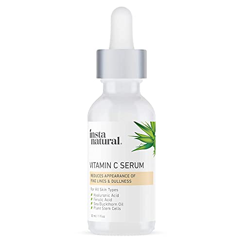 InstaNatural Vitamin C Serum with Hyaluronic Acid & Ferulic Acid - Natural Anti Aging Wrinkle Reducer Formula for Face - Dark Circle, Fine Line & Sun Damage Corrector - Restore & Boost Collagen - 1 oz