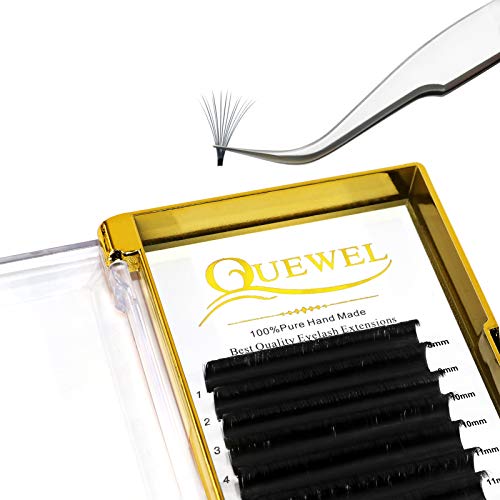 QUEWEL Volume Eyelash Extensions | 0.03-0.12mm | C/CC/D/DD Curl | 8-25mm Length | Easy Fan Volume Lashes 2D-20D Self Fanning Volume Lashes 0.07D Mix-8-15mm Long Lasting Blooming Lashes(0.07D Mix8-15)