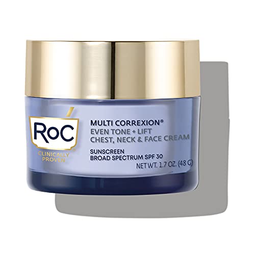 RoC Multi Correxion 5 in 1 Chest, Neck, and Face Moisturizer Cream with SPF 30 HexylR Complex, Vitamin E & Shea Butter, Oil Free Skin Care, 1.7 Oz)