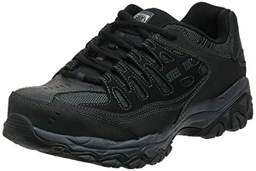 Skechers For Casual Steel Toe Work Sneaker, Black/Charcoal, 9.5 M US